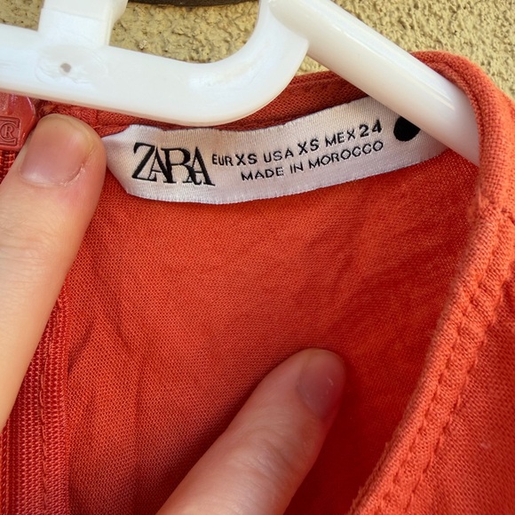 Zara Orange Midi Linen Dress XS - Picture 5 of 5
